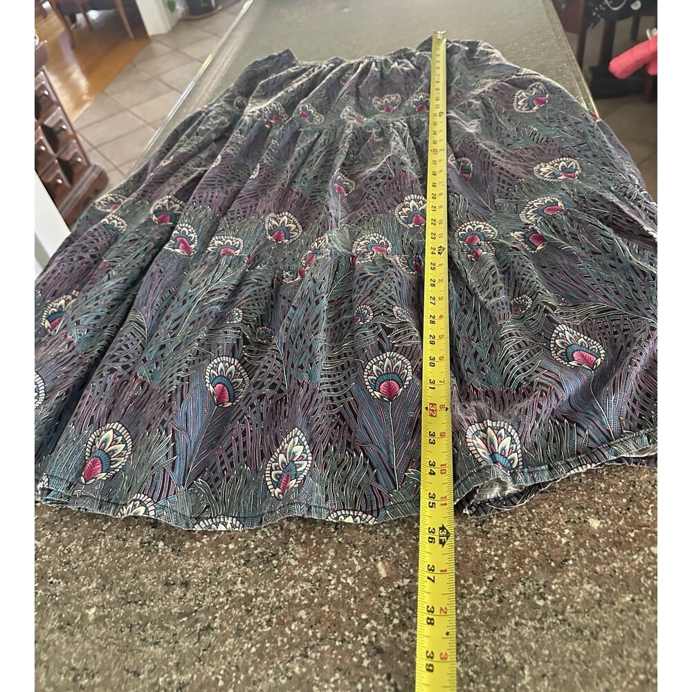 Vintage Joby Design Full Maxi Skirt‎ Peacock Feather Teal Purple S/M  Boho USA - Picture 10 of 12